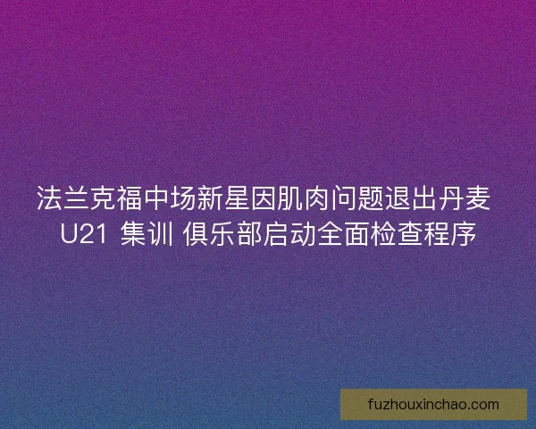 法兰克福中场新星因肌肉问题退出丹麦 U21 集训 俱乐部启动全面检查程序