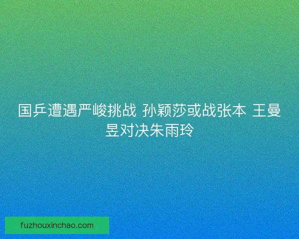 国乒遭遇严峻挑战 孙颖莎或战张本 王曼昱对决朱雨玲