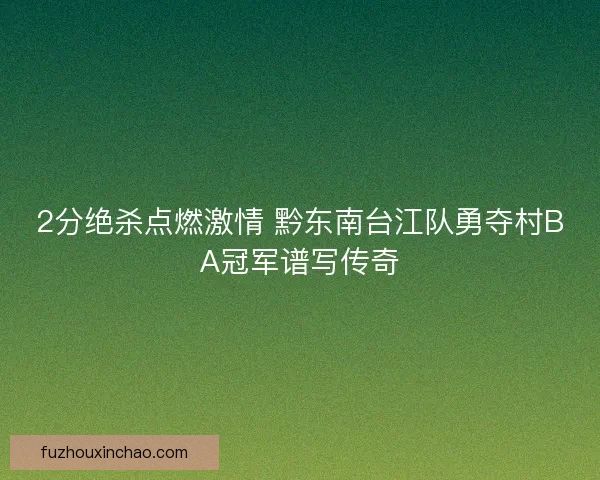 2分绝杀点燃激情 黔东南台江队勇夺村BA冠军谱写传奇