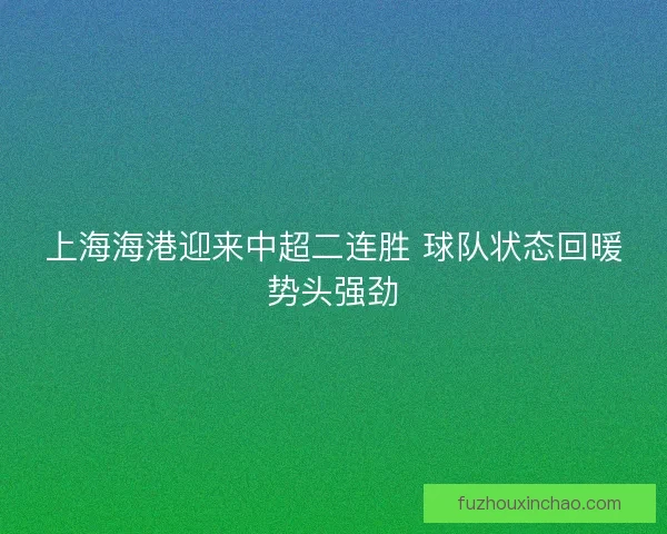 上海海港迎来中超二连胜 球队状态回暖势头强劲