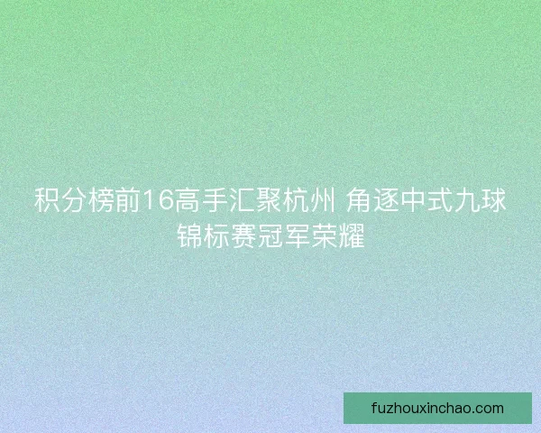 积分榜前16高手汇聚杭州 角逐中式九球锦标赛冠军荣耀