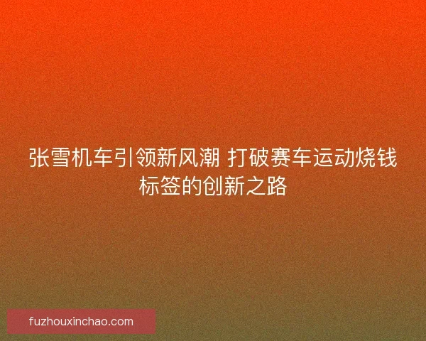 张雪机车引领新风潮 打破赛车运动烧钱标签的创新之路